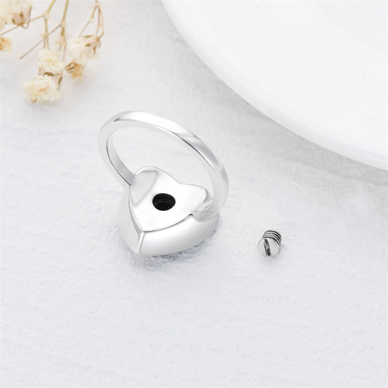 Sterling Silver Dog Urn Necklace Ring for Ashes with Engraveds