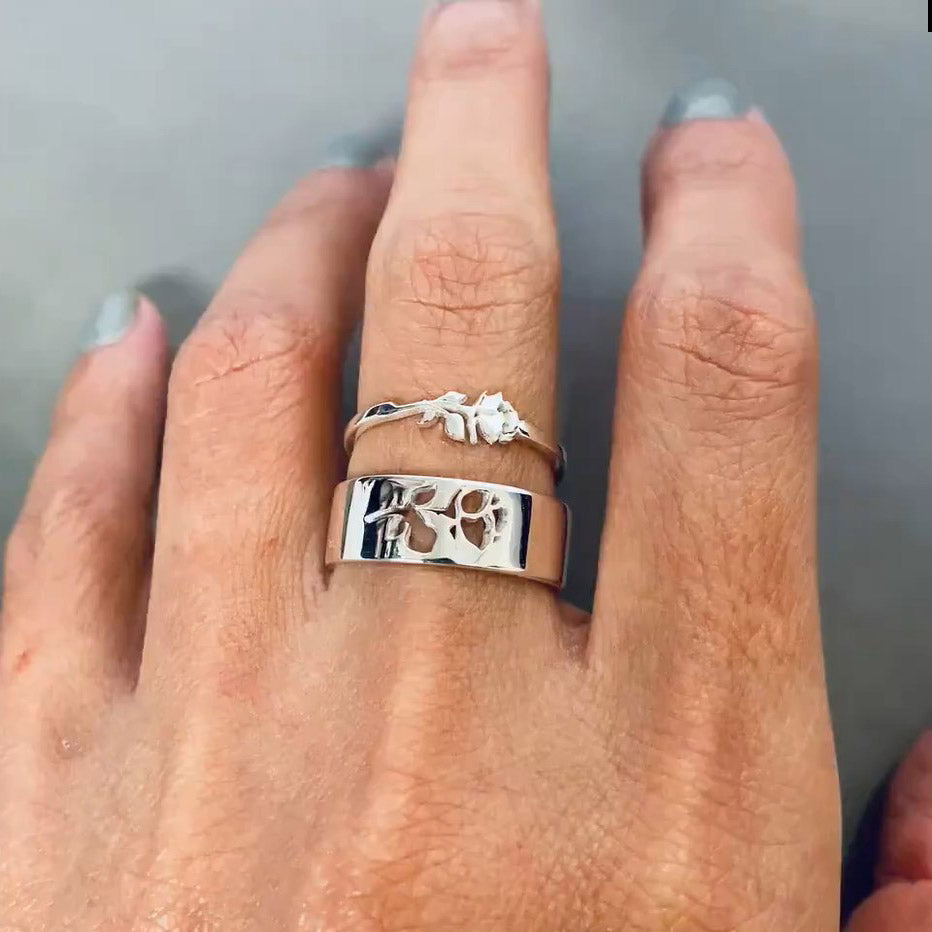 Sterling Silver Rose Promise Set Couple Rings