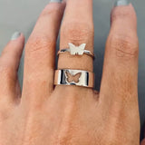 Sterling Silver Butterfly Matching Set Couple Rings