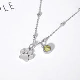 Sterling Silver Birthstone Paw Print Bracelet Anklet Necklace