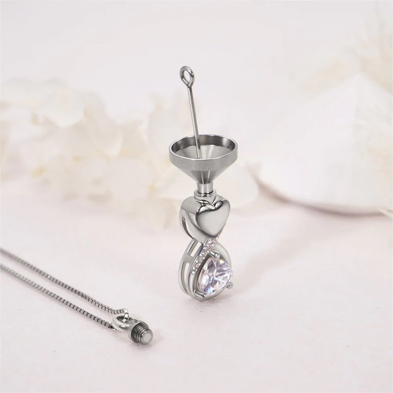 Sterling Silver Infinity Heart Urn Necklace for Ashes