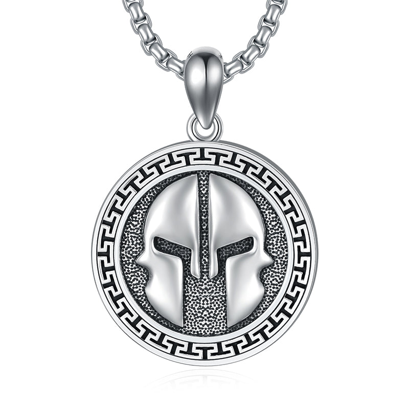 Spartan Warrior Helmet Necklace Stainless Steel Greece Pendant Jewelry for Men Birthday Valentine's Day Christmas Gifts