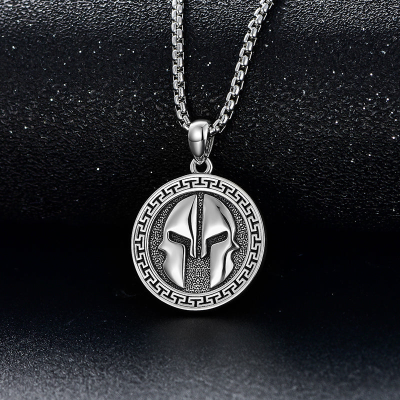 Spartan Warrior Helmet Necklace Stainless Steel Greece Pendant Jewelry for Men Birthday Valentine's Day Christmas Gifts