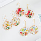 Retro Trend Transparent Resin Natural Dried Flower Dangle Earrings