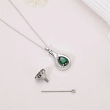 Sterling Silver Cubic Zirconia Tear Dangle Urn Necklace for Ashes