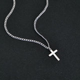 Cross with 3mm Cuban Chain Pendant Necklace for Men