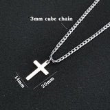 Cross with 3mm Cuban Chain Pendant Necklace for Men