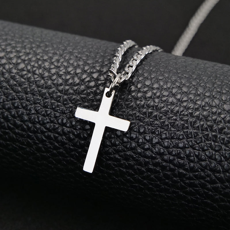 Cross with 3mm Cuban Chain Pendant Necklace for Men