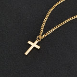 Cross with 3mm Cuban Chain Pendant Necklace for Men