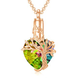 Sterling Silver Crystal Heart Tree of Life Urn Necklace for Ashes