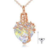 Sterling Silver Crystal Heart Tree of Life Urn Necklace for Ashes