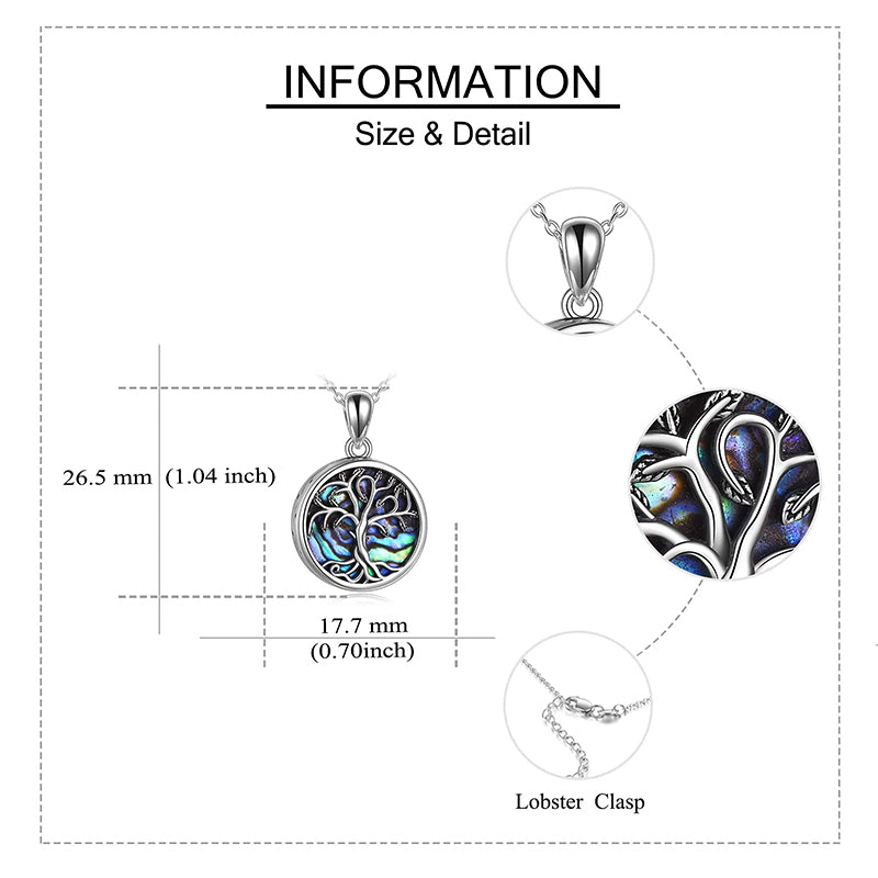 Sterling Silver Tree of Life Urn Necklaces Abalone Opal Shell Cremation Jewelry for Ashes