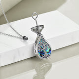 Sterling Silver Tree of Life Urn Necklaces Abalone Opal Shell Cremation Jewelry for Ashes