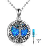 Sterling Silver Tree of Life Urn Necklaces Abalone Opal Shell Cremation Jewelry for Ashes
