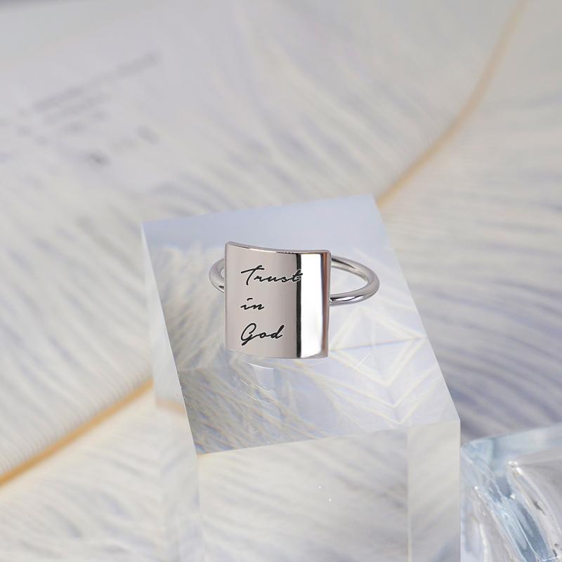 Sterling Silver Inspirational Ring Engraved with Faith over Fear