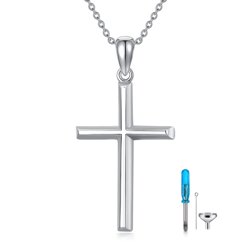 Sterling Silver Cross Urn Necklace for Ashes