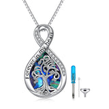 Sterling Silver Tree of Life Urn Necklaces Abalone Opal Shell Cremation Jewelry for Ashes