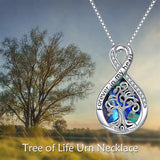 Sterling Silver Tree of Life Urn Necklaces Abalone Opal Shell Cremation Jewelry for Ashes