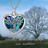 Sterling Silver Tree of Life Urn Necklaces Abalone Opal Shell Cremation Jewelry for Ashes