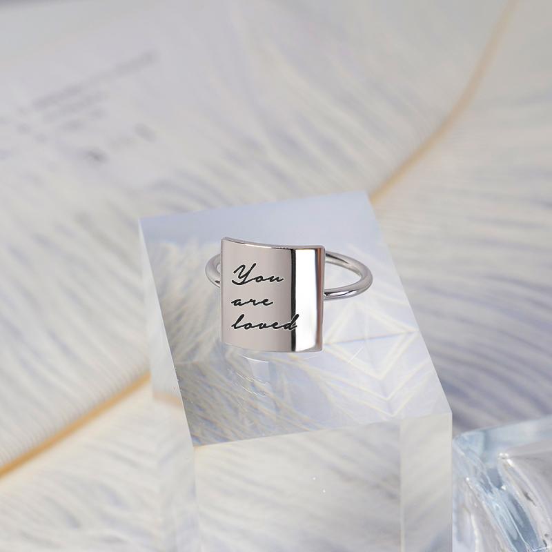 Sterling Silver Inspirational Ring Engraved with You are Loved