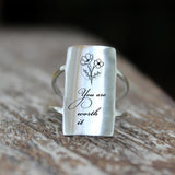 Sterling Silver Inspirational Ring Personalized Ring Motivation Ring Quote Ring