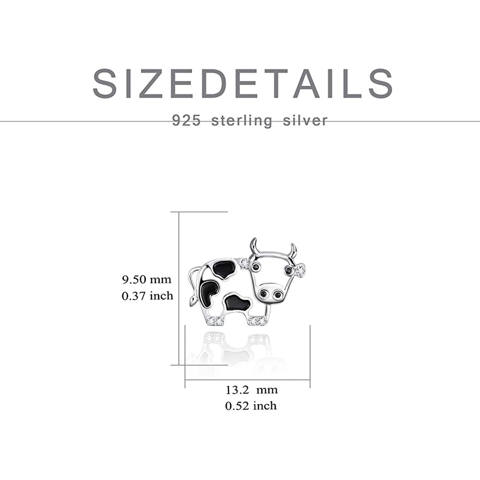 Sterling Silver Cow Stud Earrings