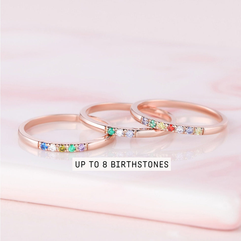 Sterling Silver Personalized Birthstone Ring