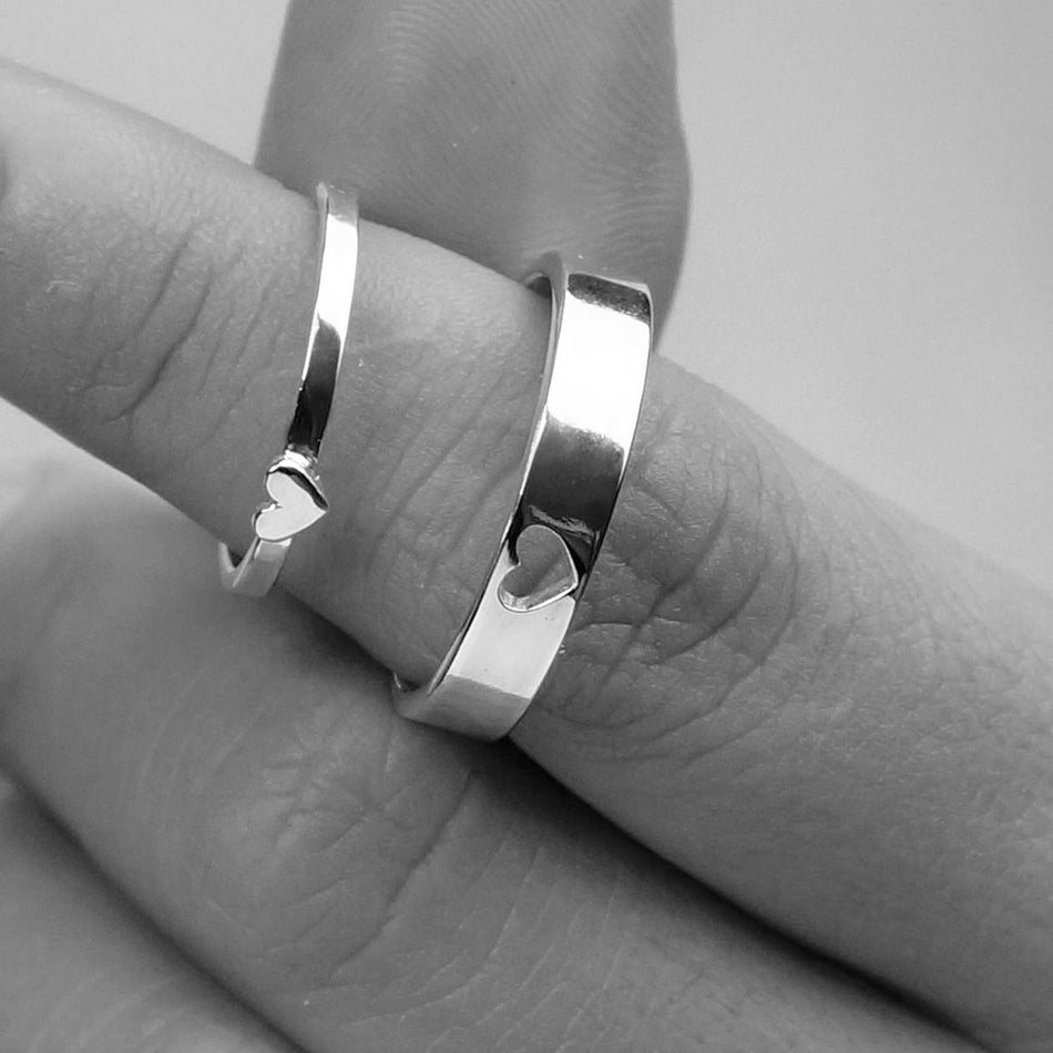 Sterling Silver Personalized Engraved Heart Promise Couple Rings