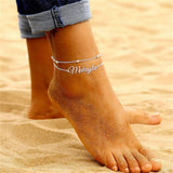 Sterling Silver Custom Name Multi-layered  Anklet