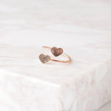 Sterling Silver Double Heart Personalized Fingerprint Ring