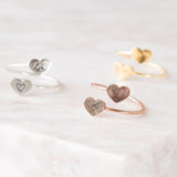 Sterling Silver Double Heart Personalized Fingerprint Ring