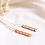 Sterling Silver Personalized 2 Sided Engraved Vertical Bar Pendant Necklace