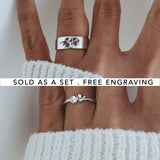 Sterling Silver Rose Promise Set Couple Rings