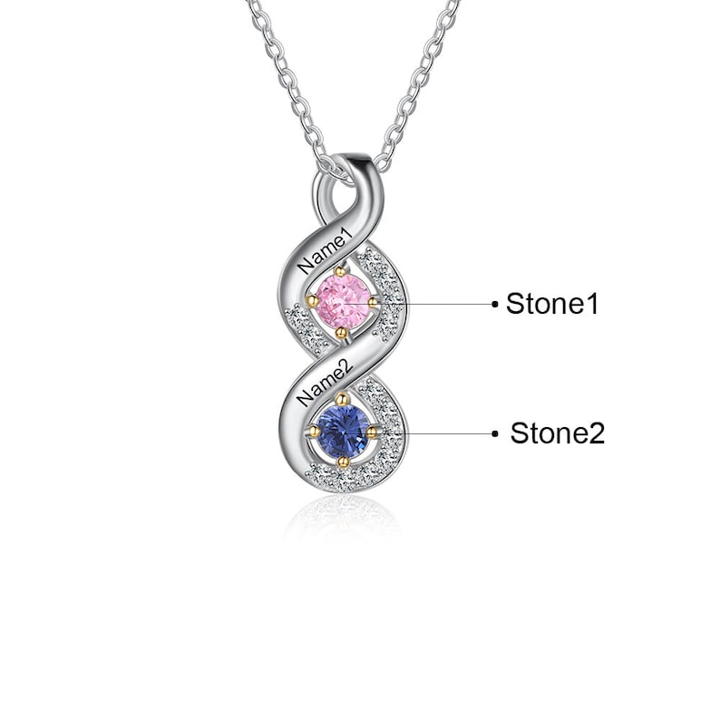 Sterling Silver Personalized Name Birthstone Pendant Necklace