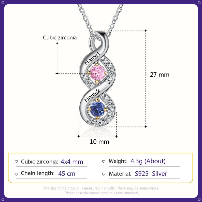 Sterling Silver Personalized Name Birthstone Pendant Necklace