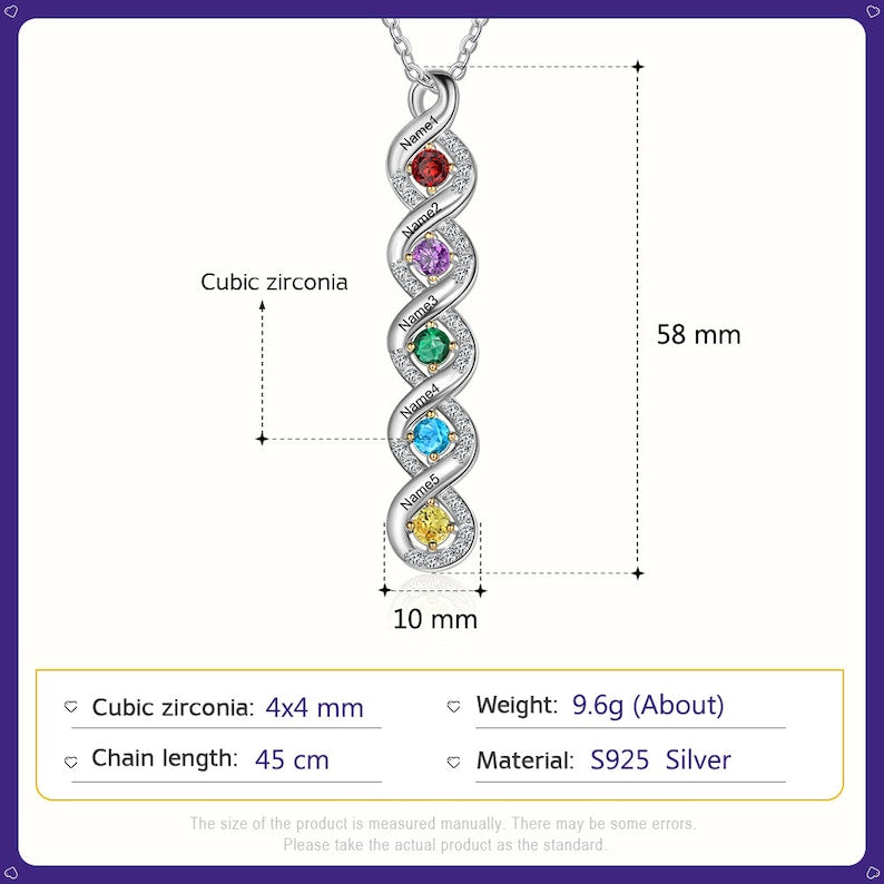 Sterling Silver Personalized Name Birthstone Pendant Necklace