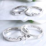 Sterling Silver Personalized Engraved Moon & Sun Matching Couple Rings Set