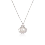 14K Gold Pearl SeaShell Pendant Necklace