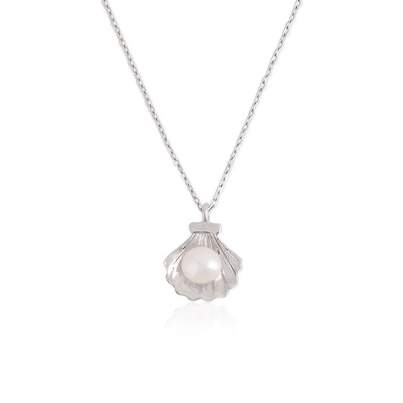 14K Gold Pearl SeaShell Pendant Necklace