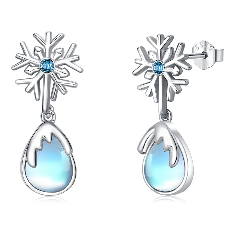 Sterling Silver Snow Moonstone Stud Earrings