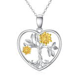 14K Gold Sunflower Pendant Necklace