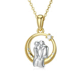 14K Gold Lovers Couple Pendant Necklace
