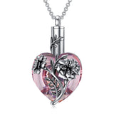 Sterling Silver Birthstone Birth Flower Crystal Urn Necklace for Ashes