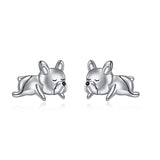 Sterling Silver French Bulldo Stud Earrings
