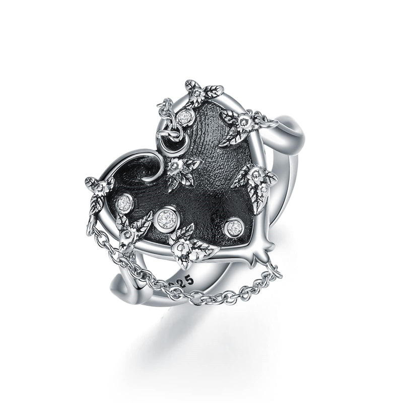 Sterling Silver Witch Heart Nature Ring