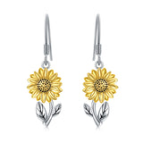 Sterling Silver Sunflower Flower Dangle Earring