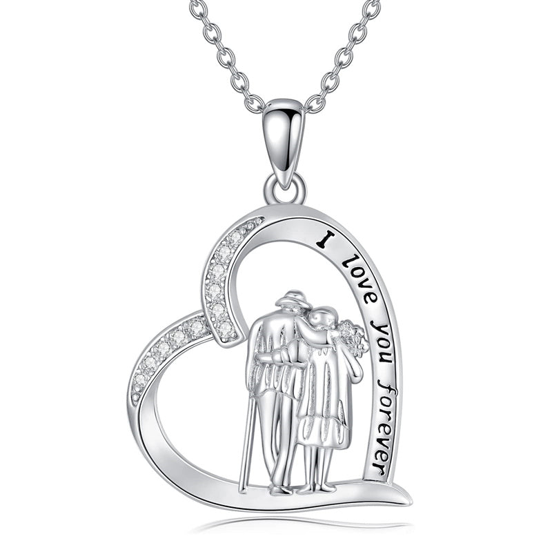 Grandparents Necklace 925 Sterling Silver Mothers Day Birthday Graduation Gifts Necklace Family Jewelry Gifts for Women Men Mom Daughter Brother