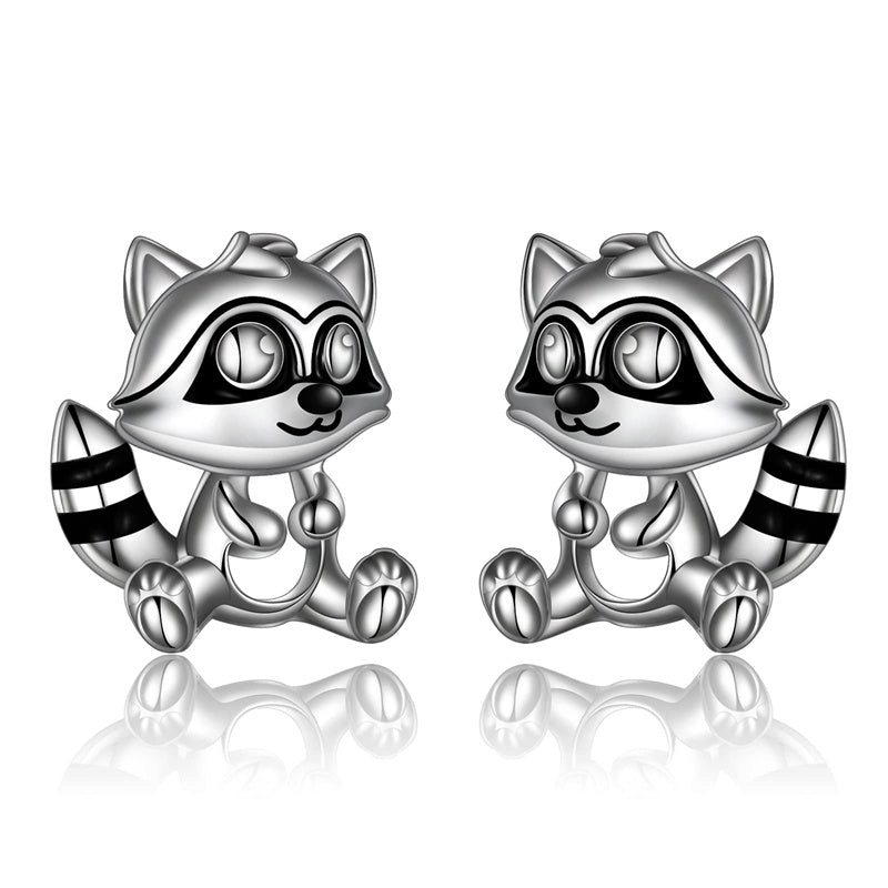 Sterling Silver Raccoon Stud Earring