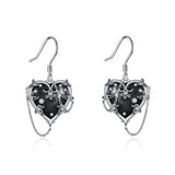 Sterling Silver Heart Gothic Witches Dangle Earrings