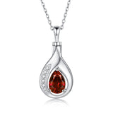 Sterling Silver Cubic Zirconia Tear Dangle Urn Necklace for Ashes